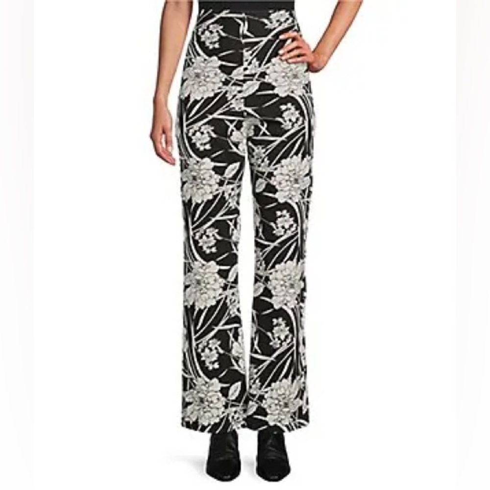 NWT Bryn Walker Size L Modal Ponti Floral Print High Waist Flare Leg Pants